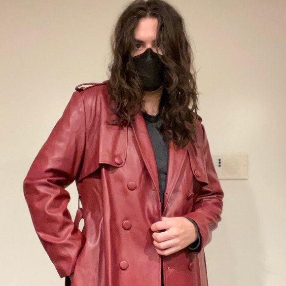 Hilary Macmillan Berry Faux Leather Long Trench Sloane Coat 1x - Picture 1 of 5